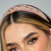 Diadema Piedra Picada Visos Conexión Rosado